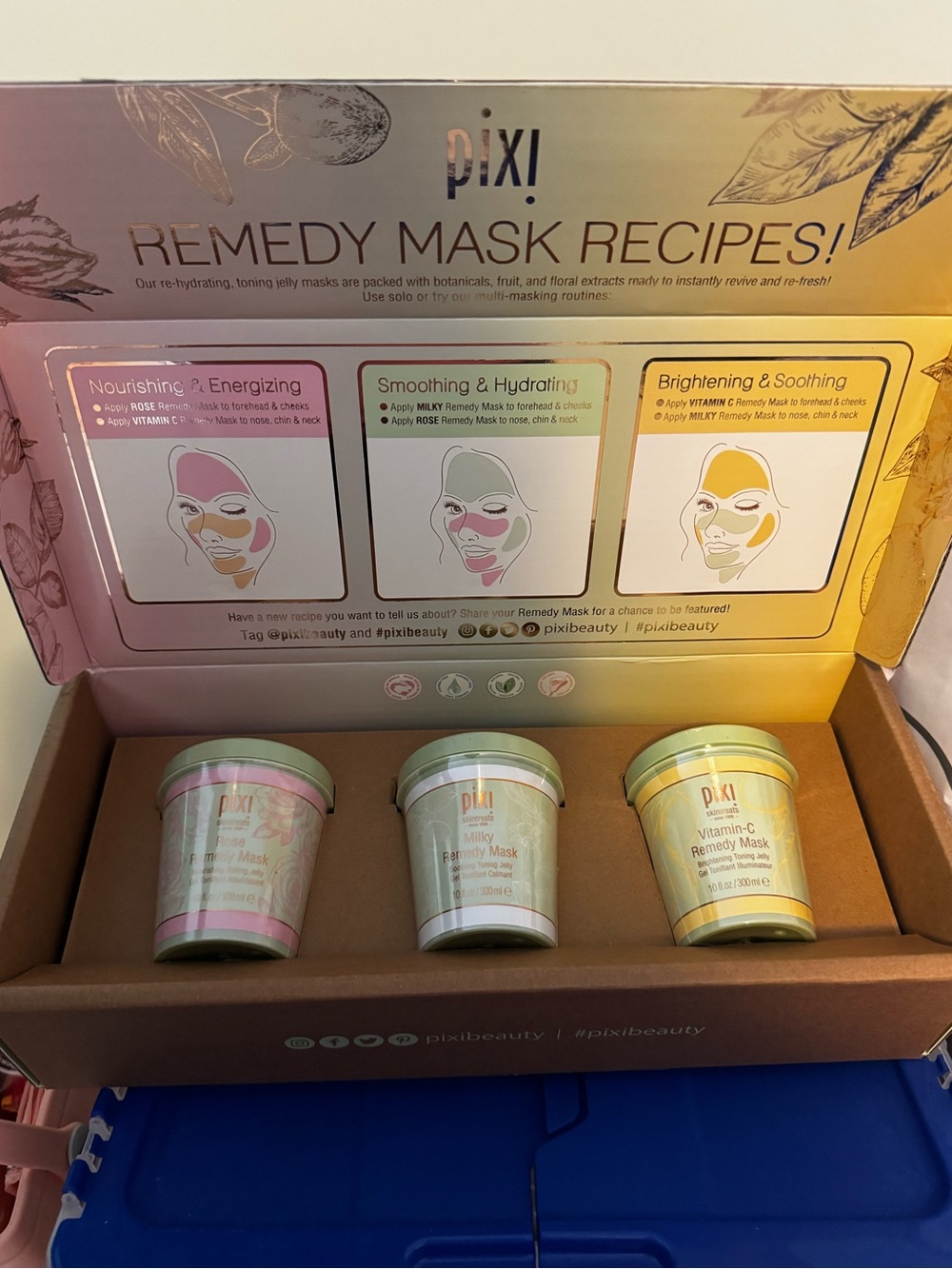 PIXI Remedy Mask Recipes Set - Pink, Green, Yellow Hydrating Face Masks